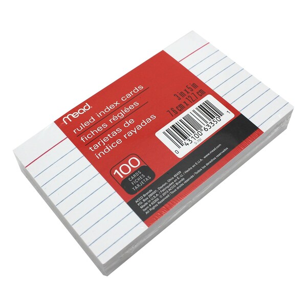 Index Cards, Ruled, 3 X 5, PK1200